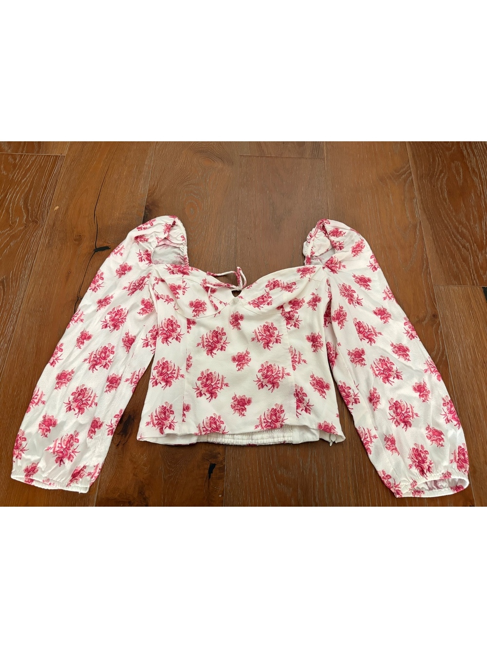 Wilfred White and Pink Floral Puff Sleeve Blouse Cottagecore M